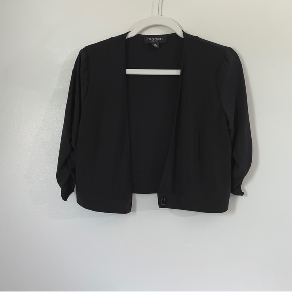 Perceptions Black Cropped Jacket - Picture 1 of 5